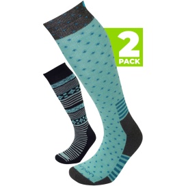 Image ASS2CMW -  Womens Sock Ski Perf Mid 2pk 2028 black/turquoise S