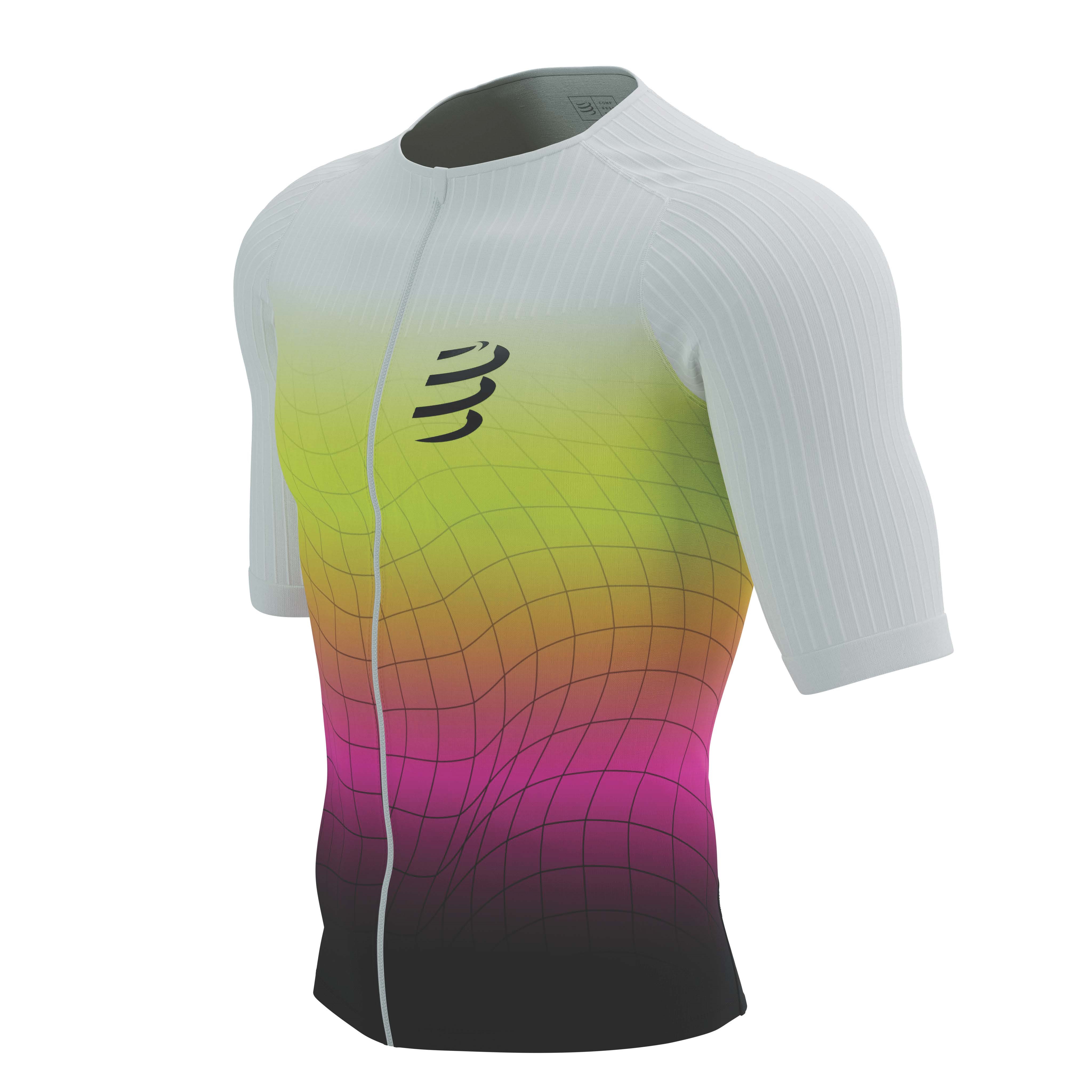 Image Compressport Tri Postural Aero SS Top Men WHITE/YELLOW/PINK M