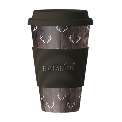 Image Bamboo Mug, Dark Wood Look Deer Antlers (Refill)