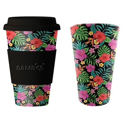 Image Bamboo Mug, Multicolor tropical flowers