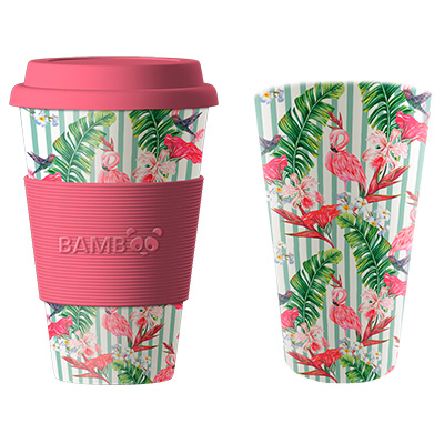 Image Bamboo Mug, Flamingos and birds of paradise