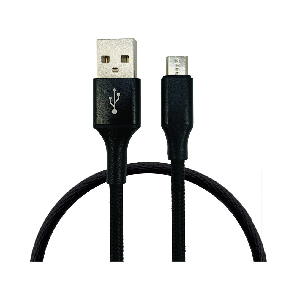 Image USB-A to Micro USB Braided Cables - 1m - 3 asst. colors :  White, Black, Gun Metal