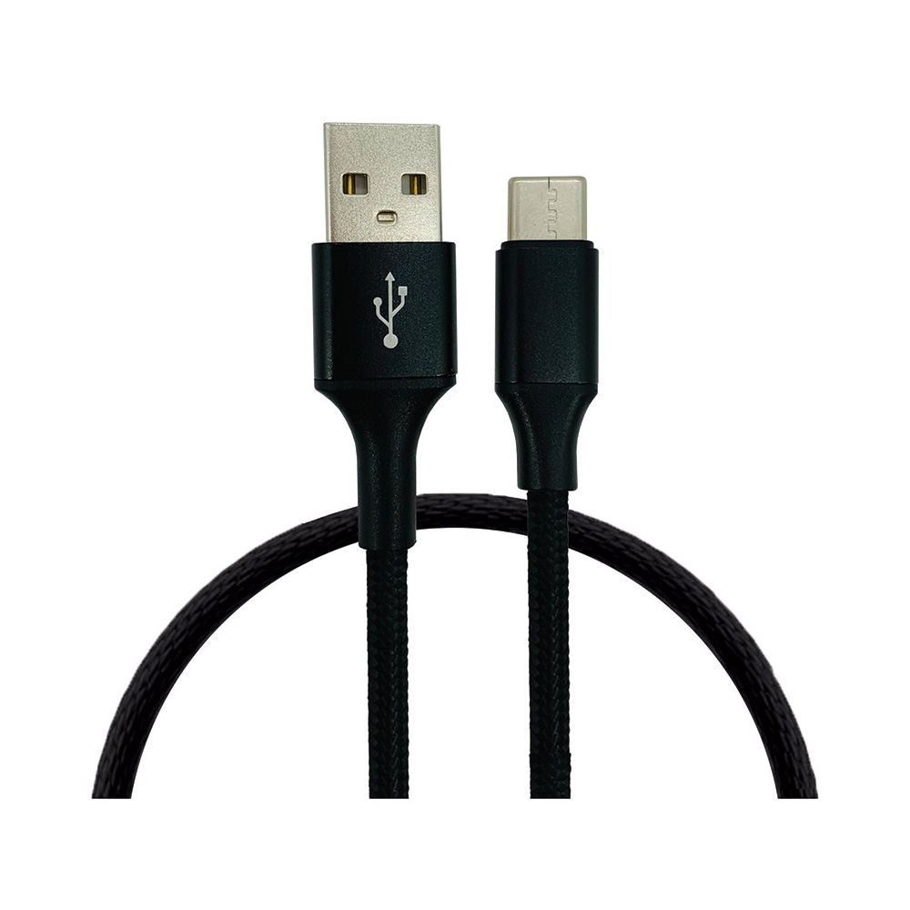 Image USB-A to Type C Braided Cables - 1m - 3 asst. colors :  White, Black, Gun Metal