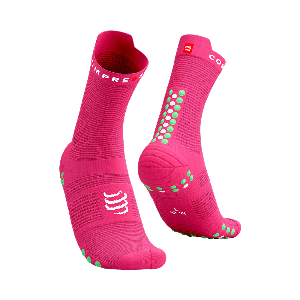 Image Compressport PRS V4 Run Hi Sock HOT PINK T1