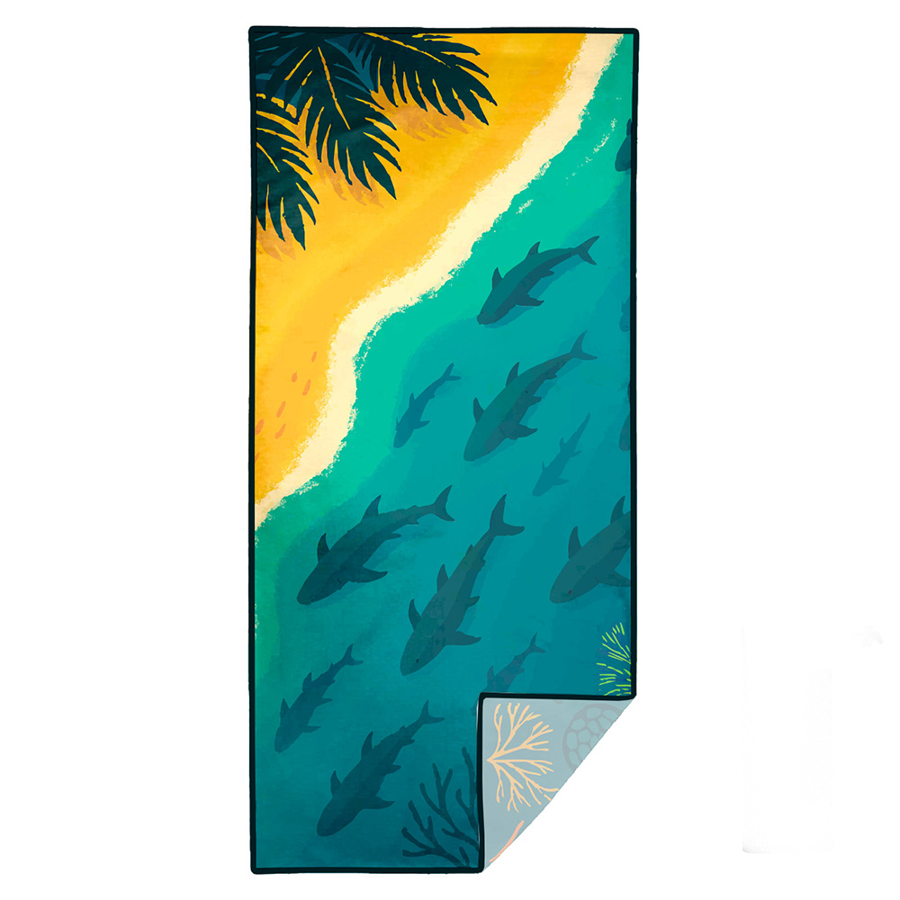Image DUNES - Serviette de plage à séchage rapide avec sac de rangement -  Requin