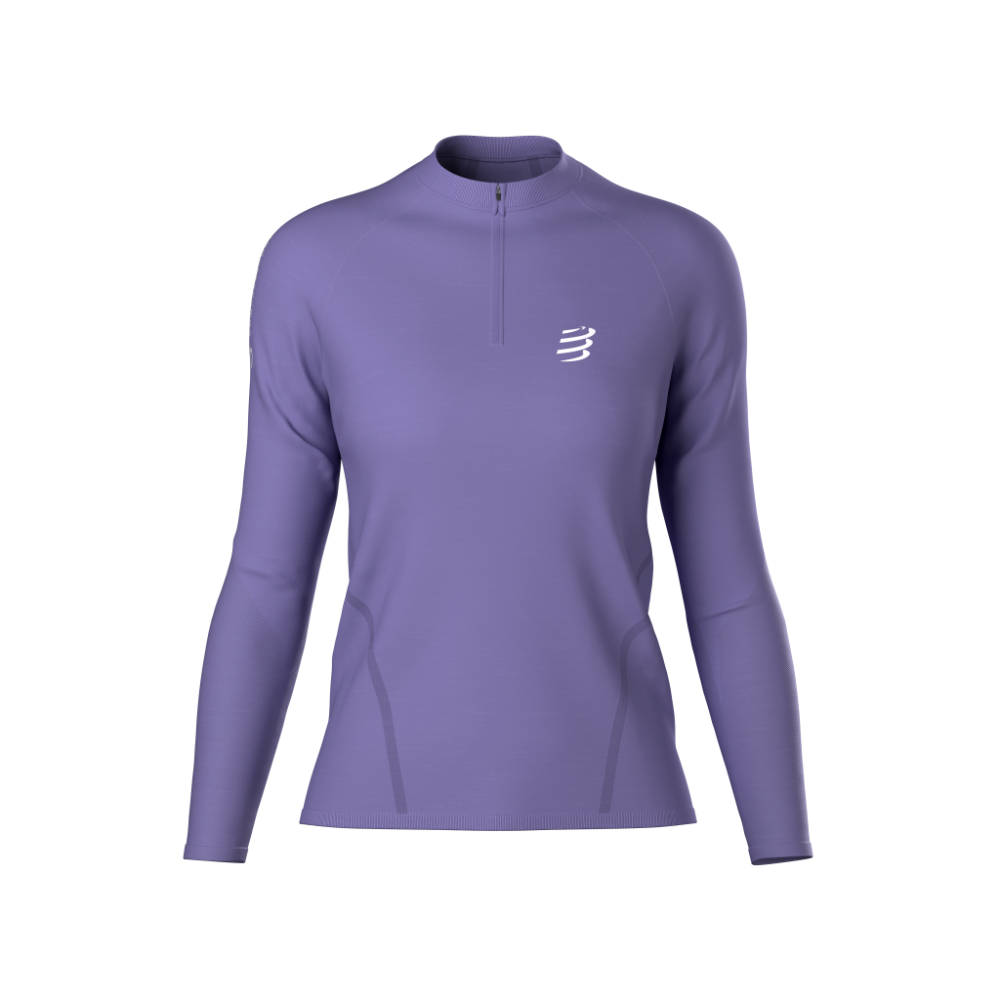 Image Compressport Merino Half-Zip LS Tshirt Woman ASTER PURPLE S