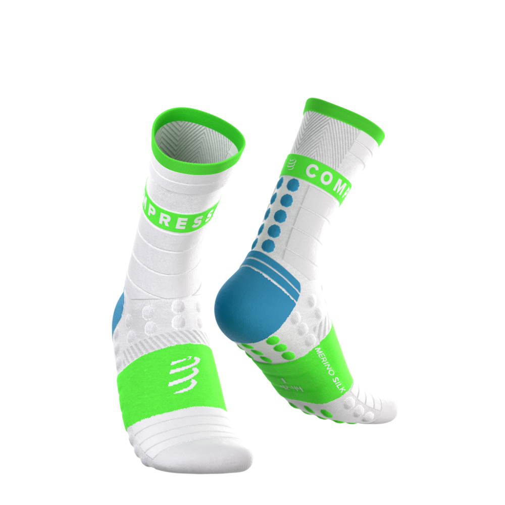 Image Compressport Pro Racing Socks Winter Run Unisex STAR WHITE/NORSE BLUE/VERT FLUO T4