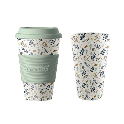 Image Tasse en bambou, FEUILLES ET FLEURS (Recharge)