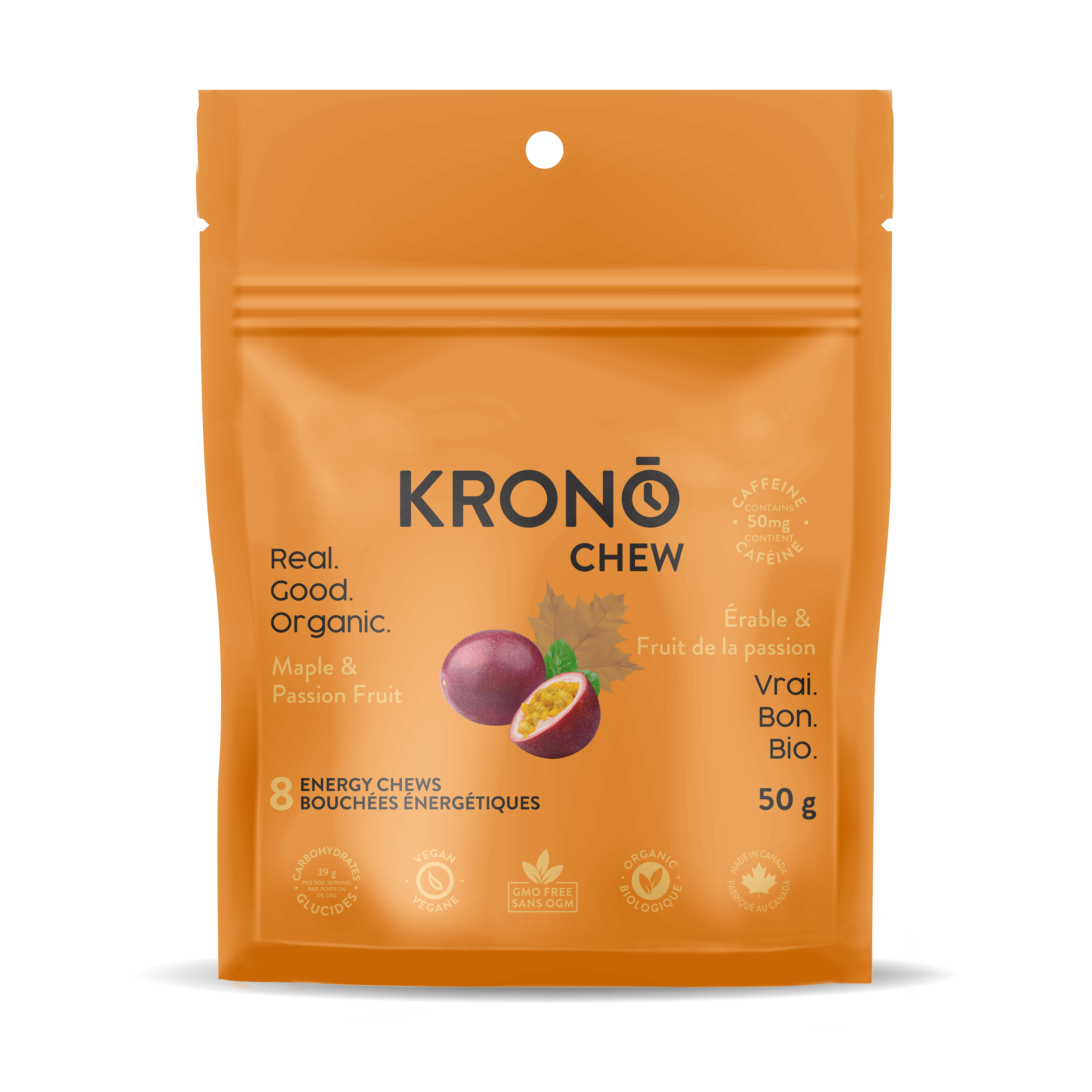 Image Krono Energetic chews (12) MAPLE- PASSION FRUIT WITH CAFFEINE