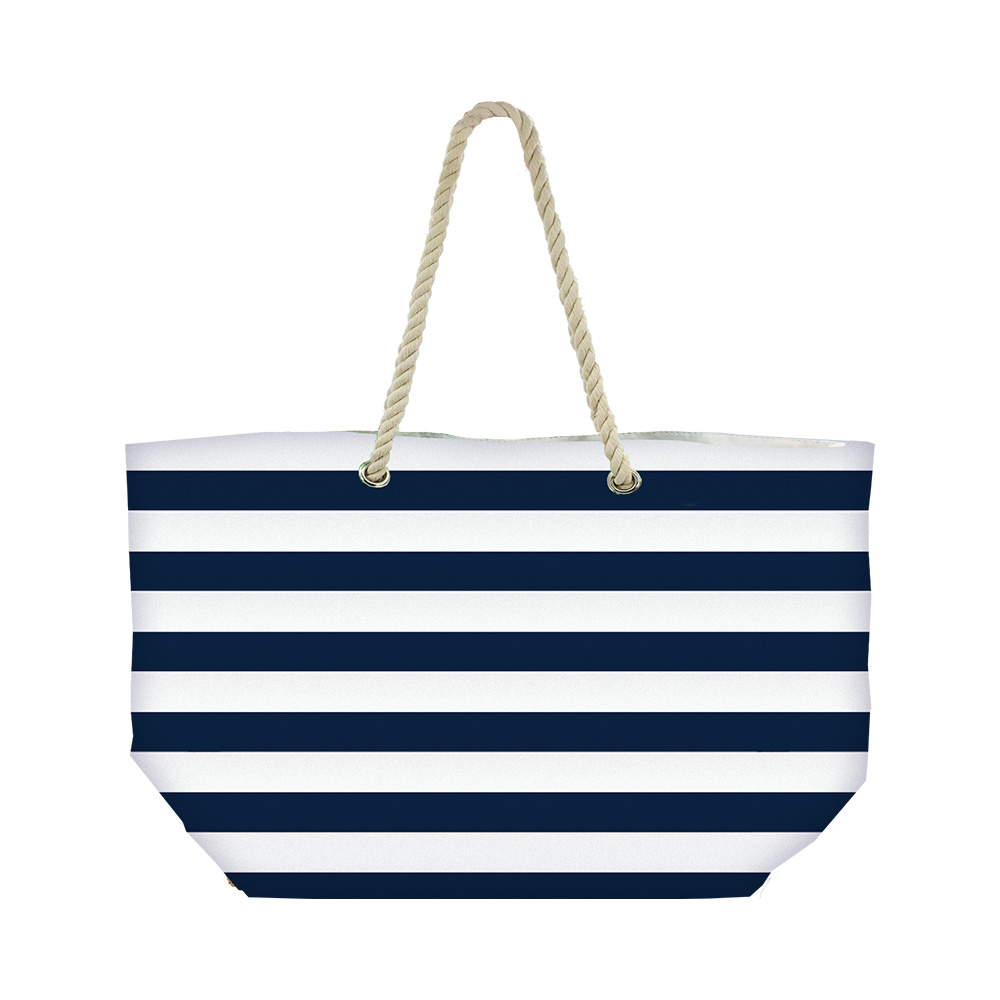 Image Summer beach bag - navy blue striped pattern