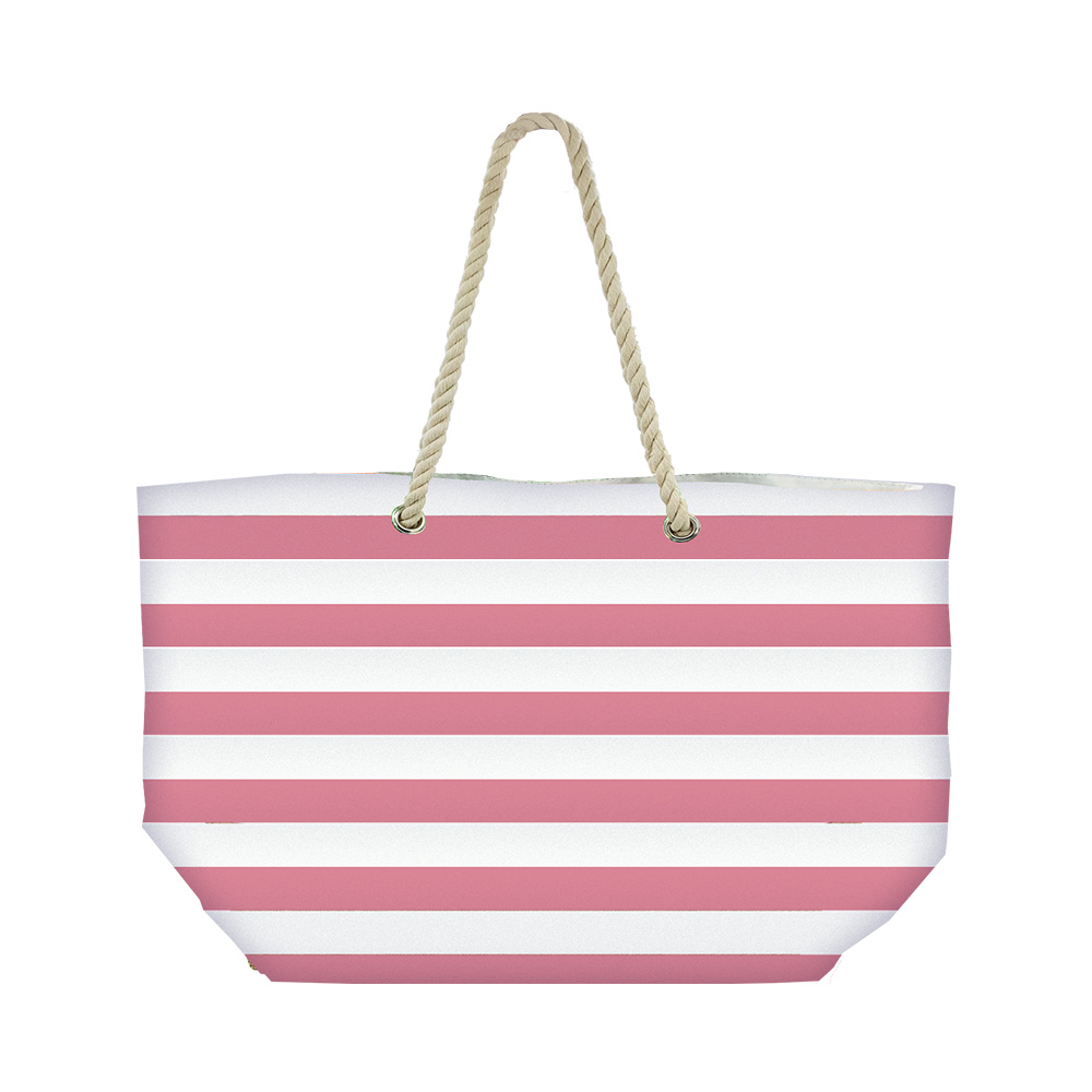 Image Summer beach bag - light pink striped pattern