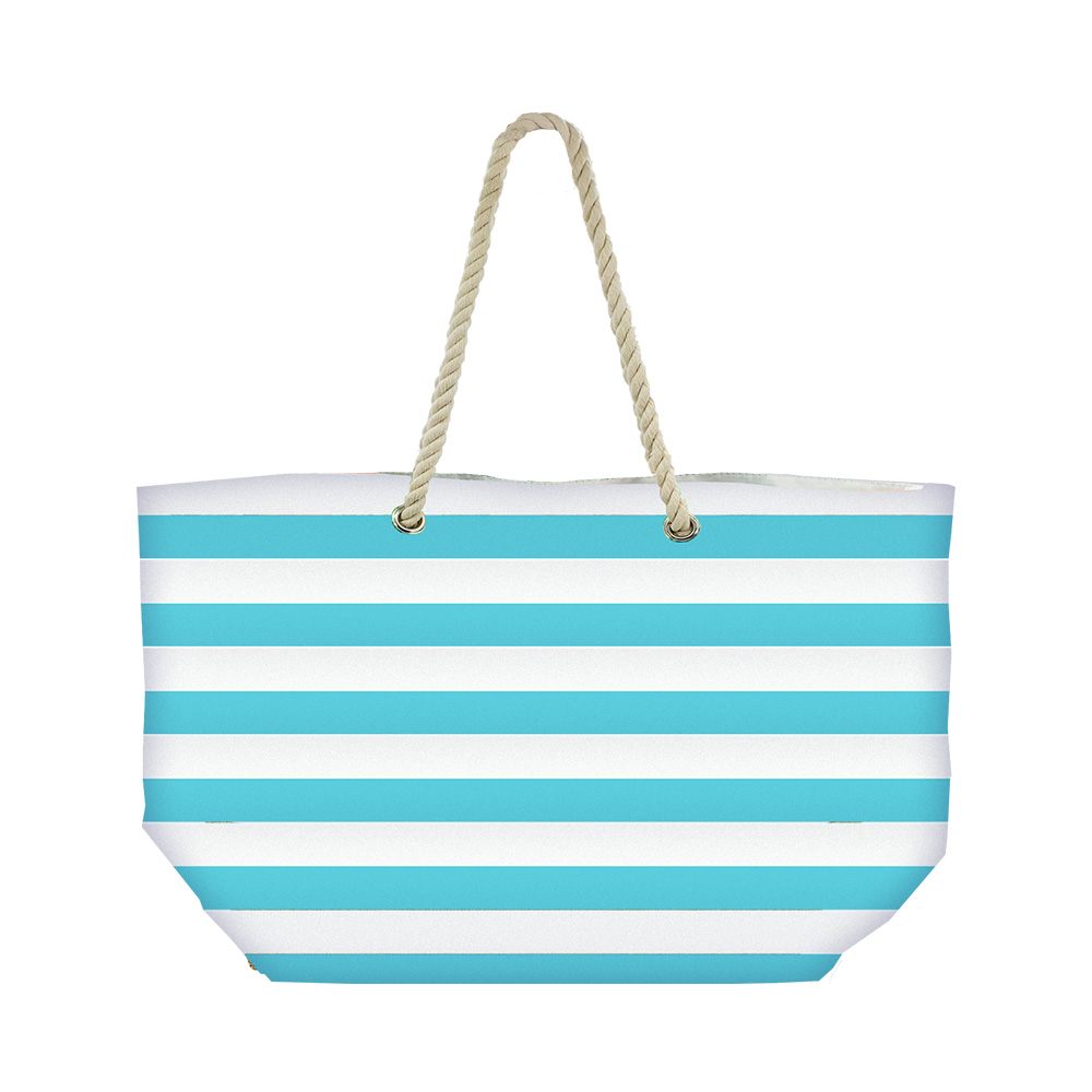 Image Summer beach bag - turquoise striped pattern