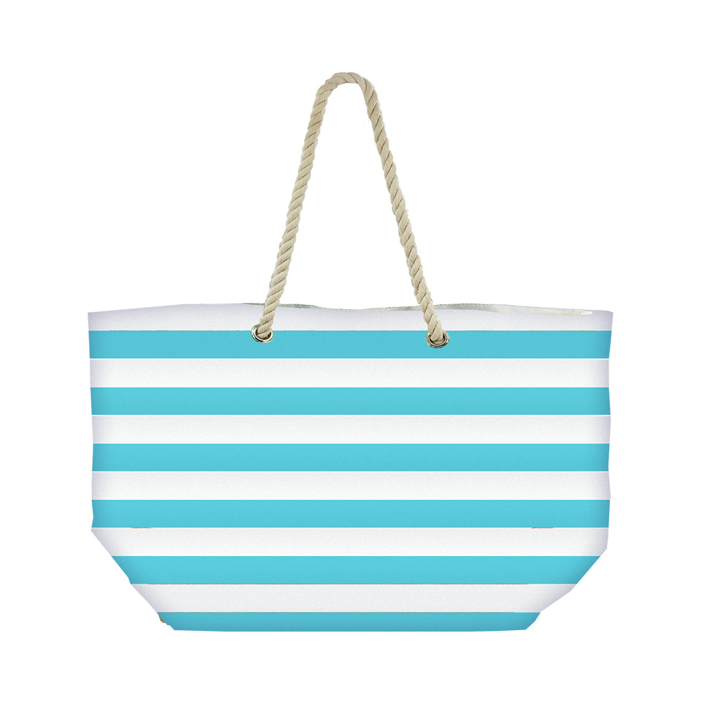 Image Sac de plage – ligné turquoise