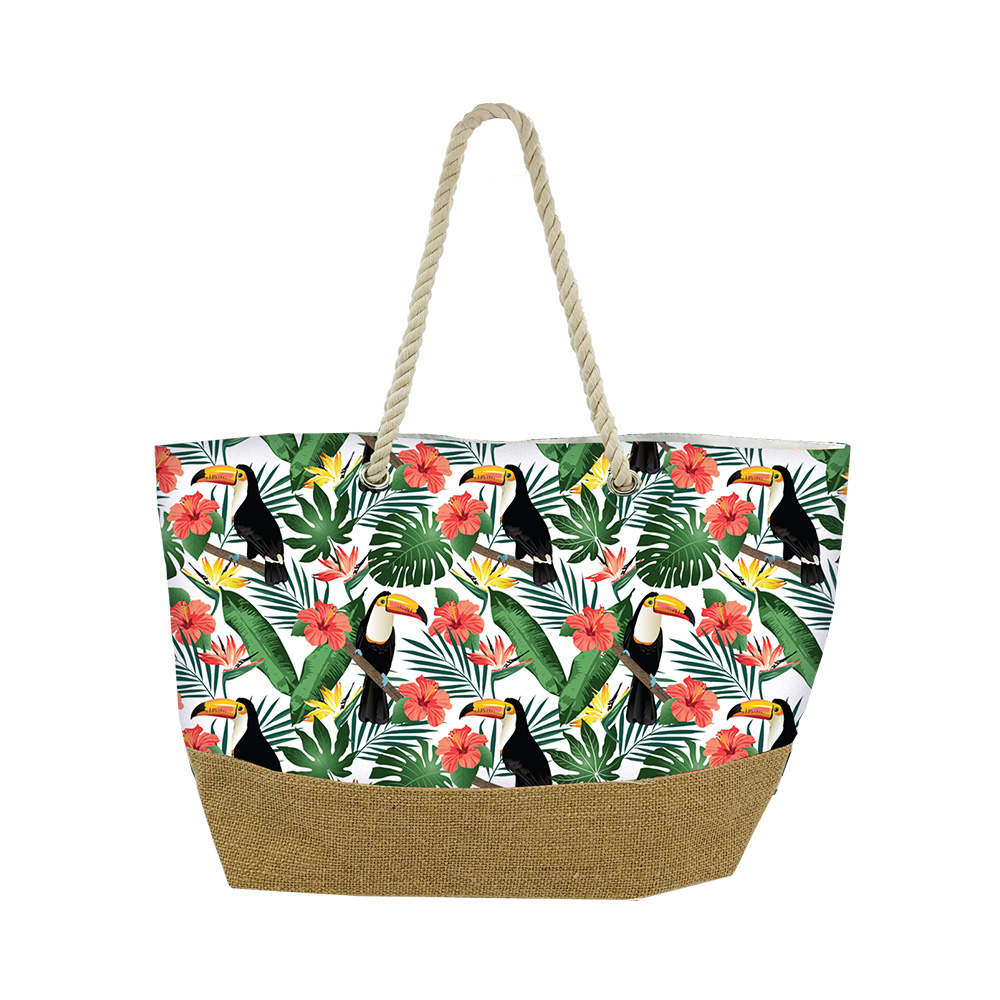 Image Summer beach bag - toucans & flowers