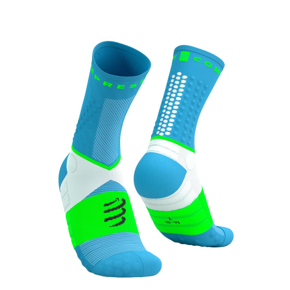 Image Compressport Ultra Trail Socks V2.0 Unisexe BLEU NORDIQUE/VERT FLUO T3