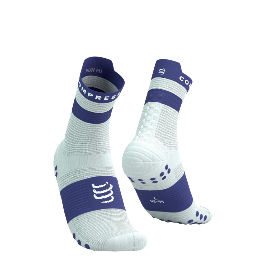 Image Compressport Pro Racing Socks V4.0 Run High Unisexe BLANC ÉTOILE/BLEU ORIENT T3