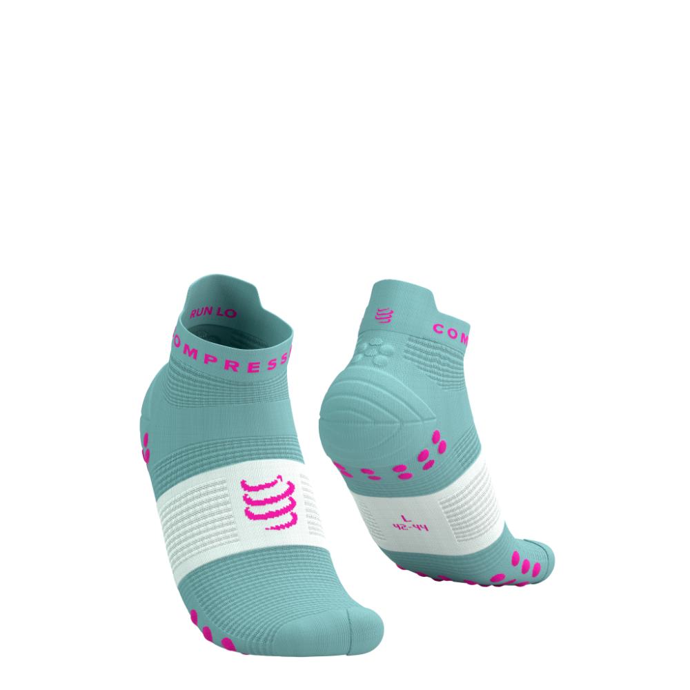 Image Compressport Pro Racing Socks V4.0 Run Low Unisexe ÉTHER/ROSE FLUO T1