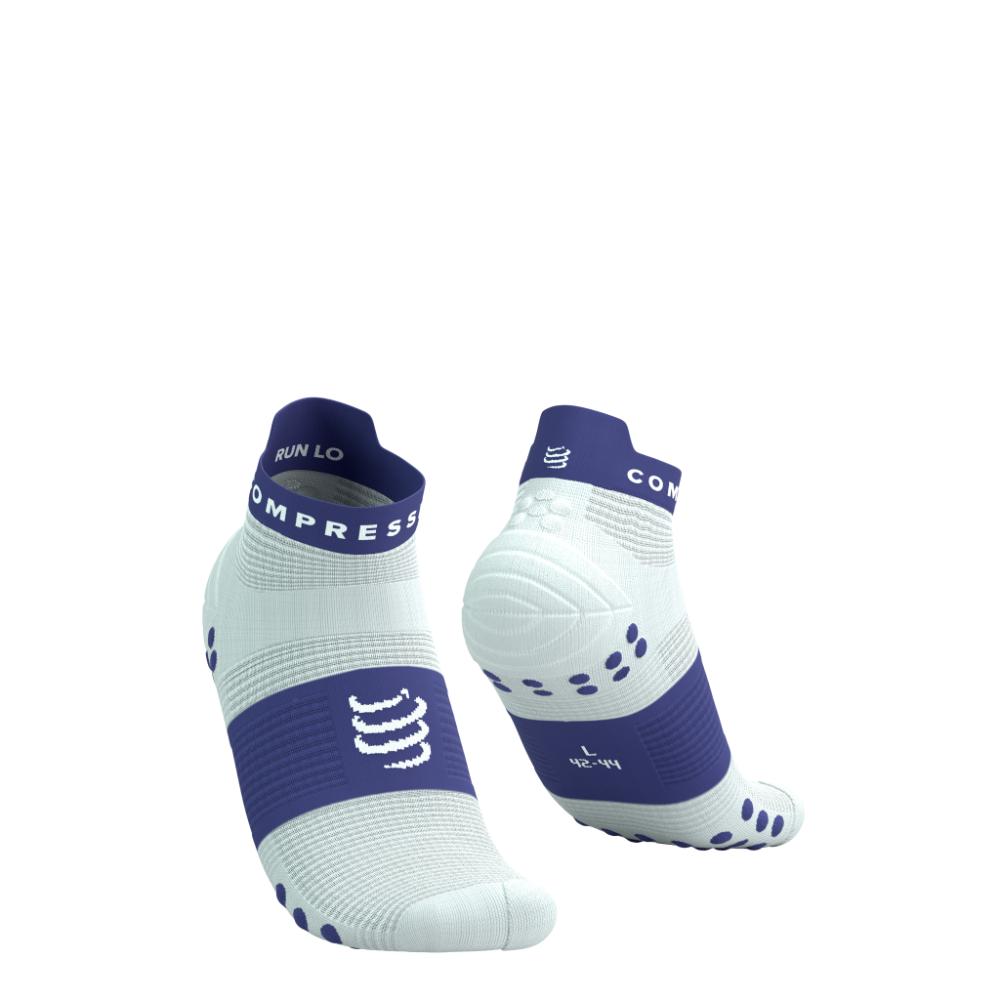 Image Compressport Pro Racing Socks V4.0 Run Low Unisexe BLANC ÉTOILE/BLEU ORIENT T4
